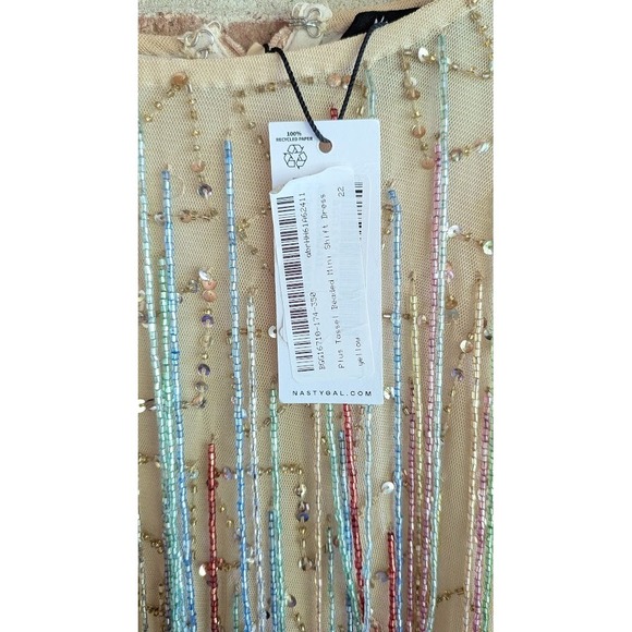 Nasty Gal Dress Size 20 Tassel Beaded Sequin Bling Glam Unique Event Cocktail - Picture 5 of 11